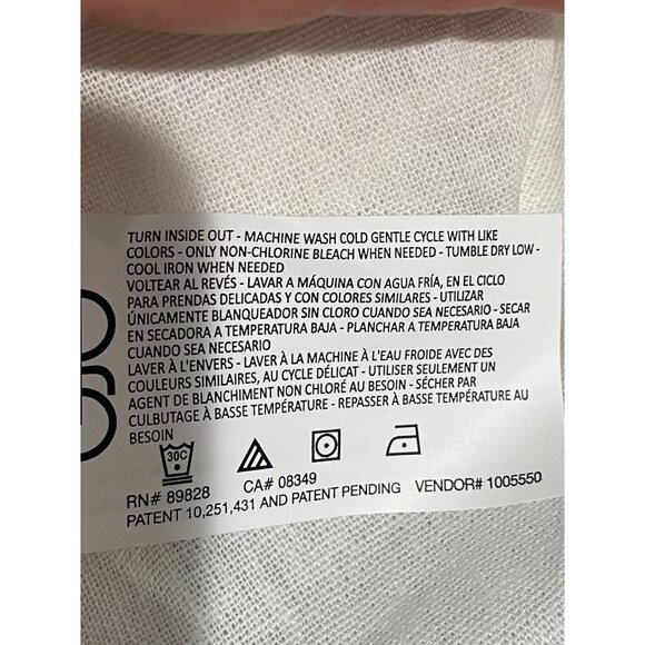 Nine West White Linen Blend Peasant Blouse With Elastic Cuffs & Tie Neck Size L - Picture 9 of 13